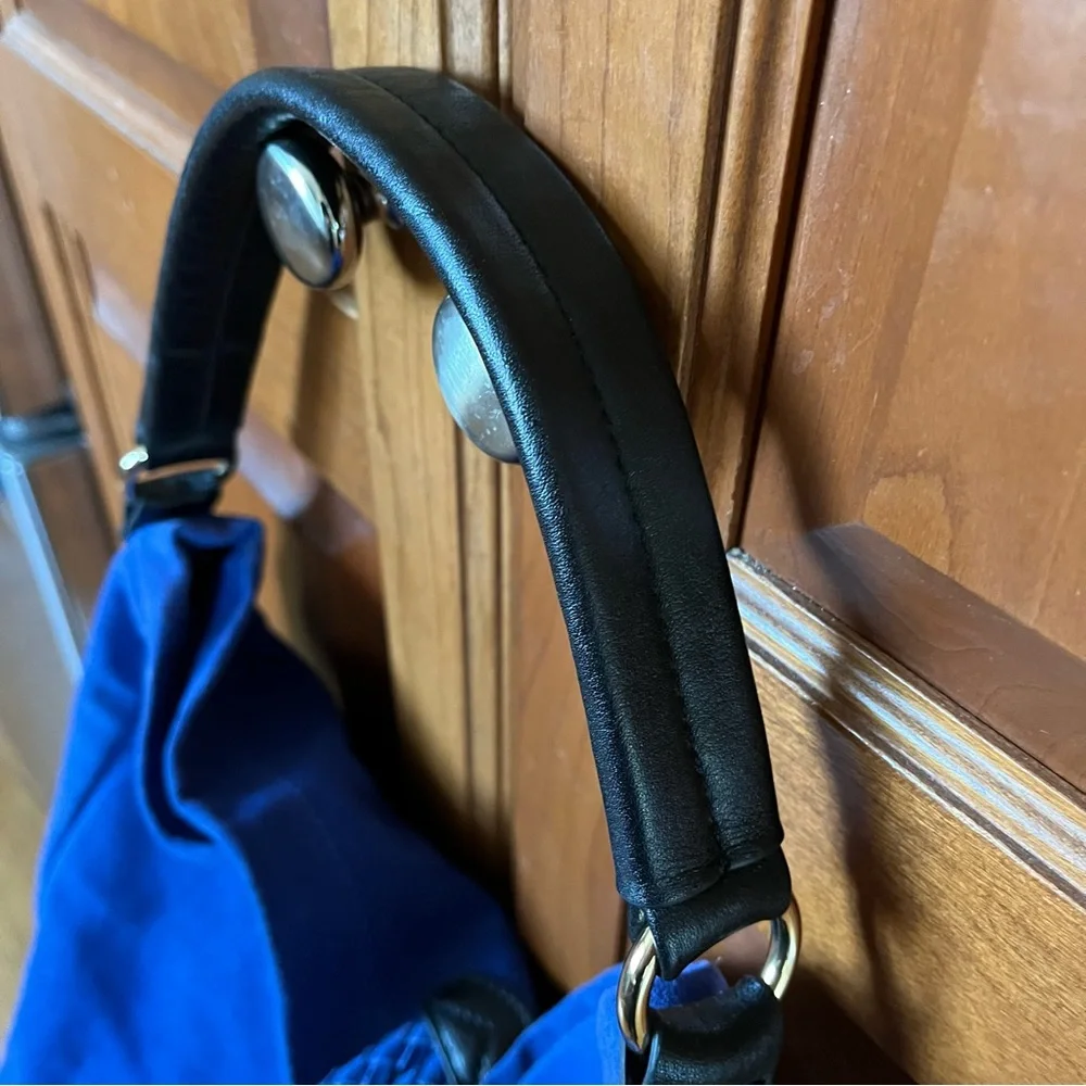 C. Wonder Blue Suede Slouch Hobo Bag with Leather Strap and Tassel - Picture 5 of 13